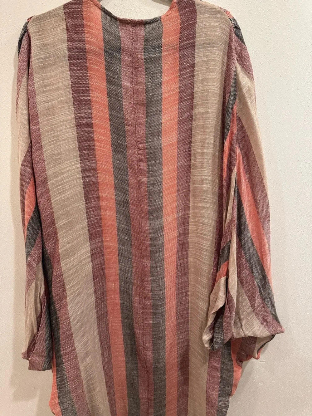 Free People striped kimono in coral, gray, cream - Picture 3 of 5